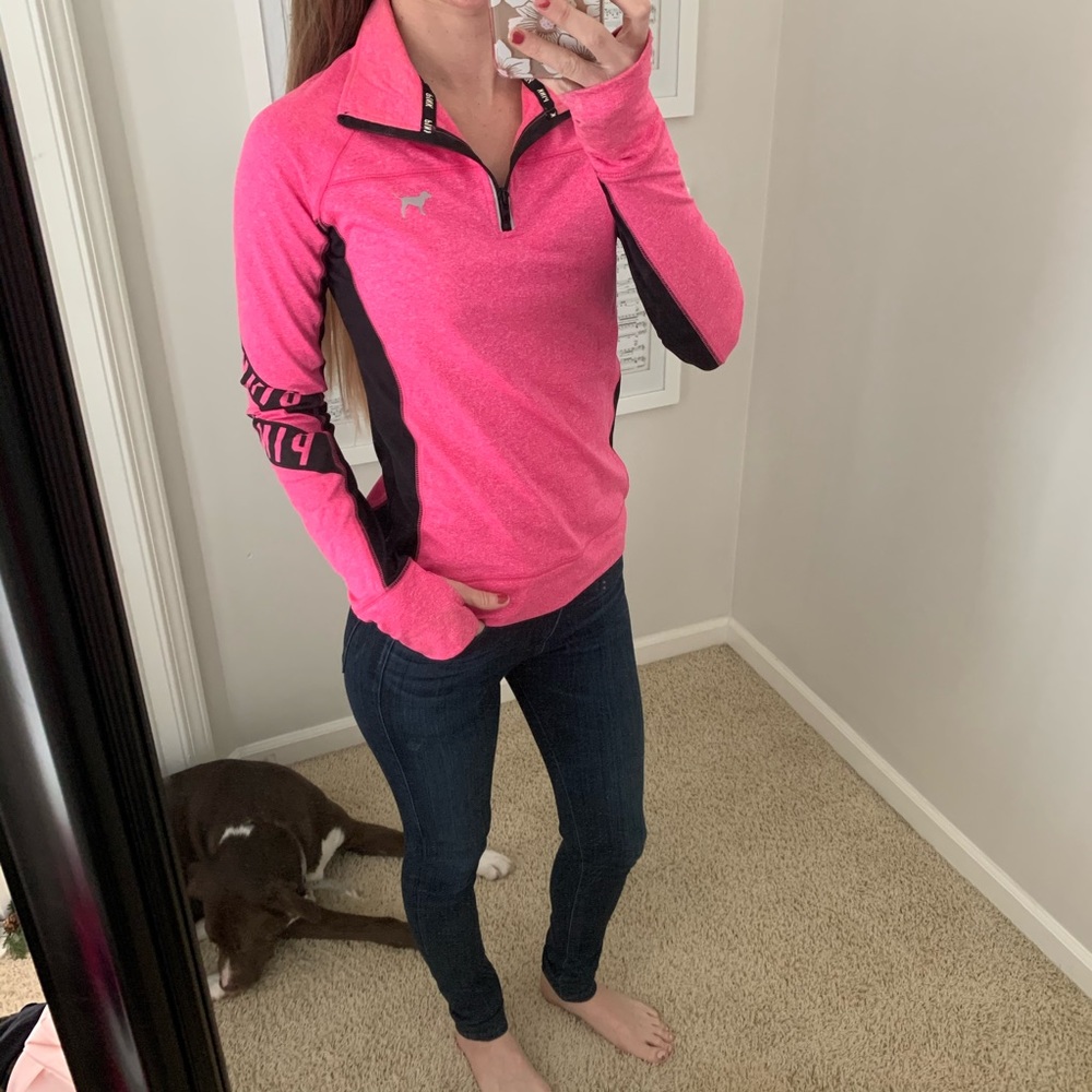 Pink athletic quarter zip